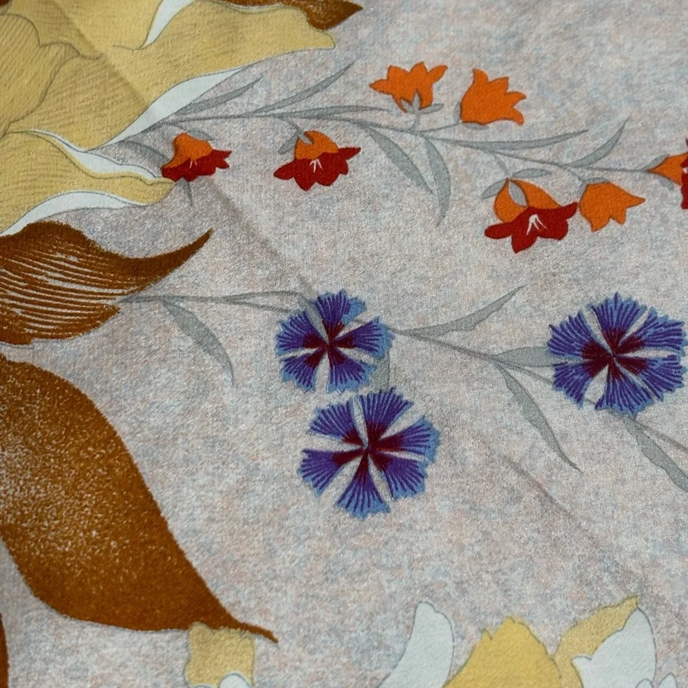 VNTG 60s/70s Christian Dior Silk Floral Scarf w Ecru Backround made in Italy